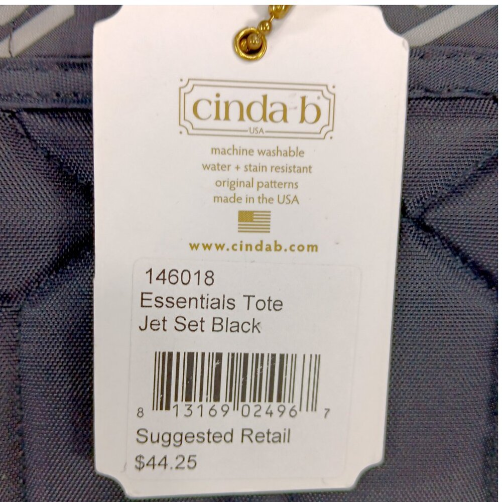 CINDA B-Jet Set Black Essentials Tote-Purse-Shoulder Bag-Quilted Pattern - Picture 12 of 12